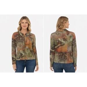 Walking Art Australia Boho Medallion Fairy Grunge Full Zip Long Sleeve Large Y2K